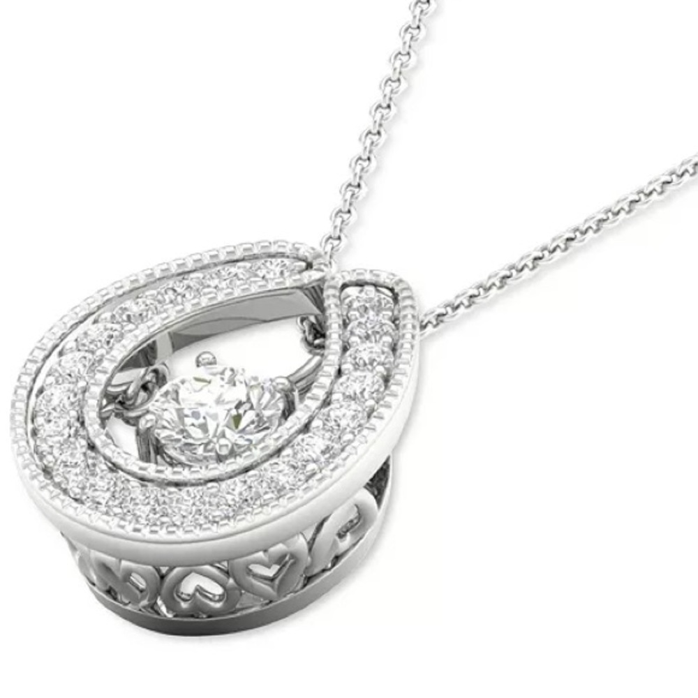 Twinkling Natural Diamond Star Horseshoe 18" Pendant Necklace(1/5 CTTW) 10k Gold - Picture 12 of 15